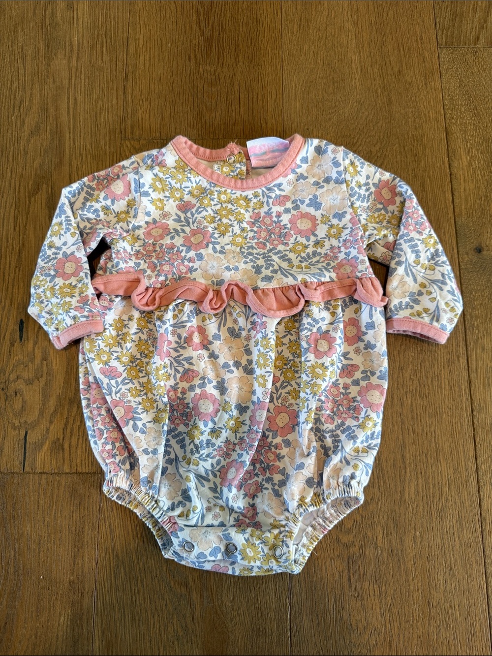 Stitchy Fish Floral Ruffle Bubble - 6 months